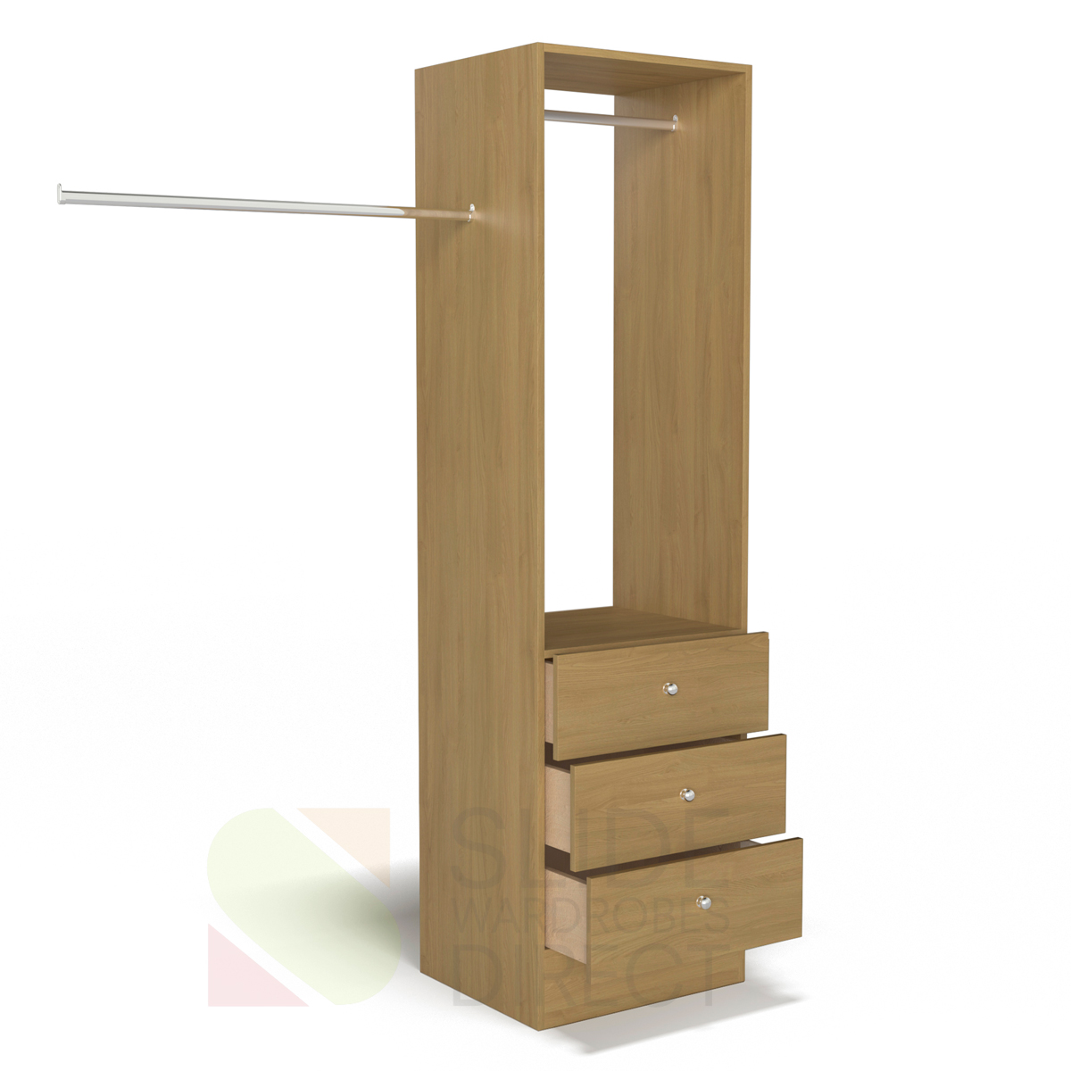 3 Drawer & Hanging Tower 592mm Slide Wardrobes Direct